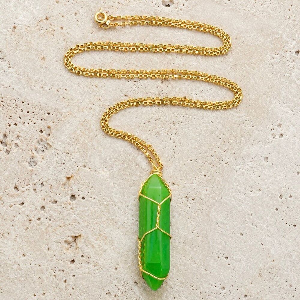 Emerald Green Hexagon Pendant Necklace